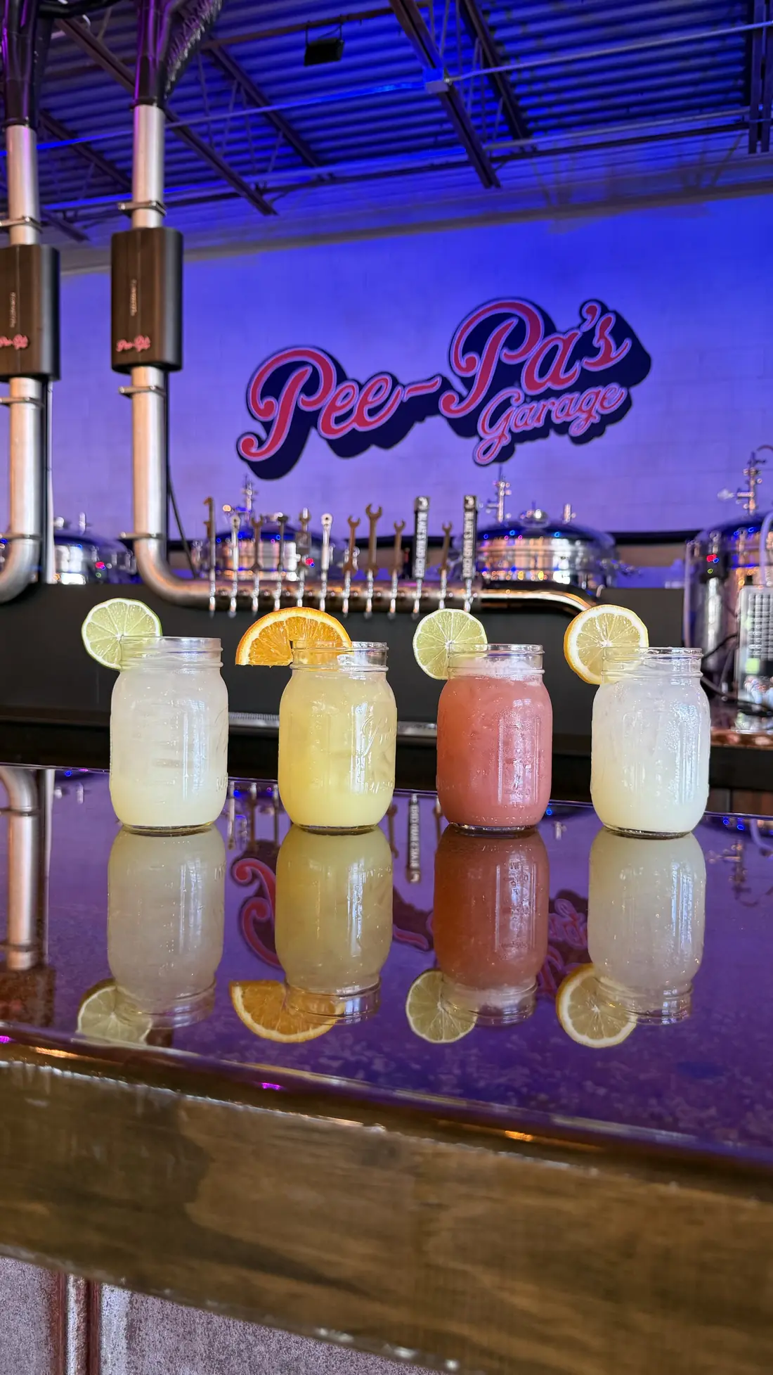 A lineup of house cocktails at the Pee-Pa's bar
