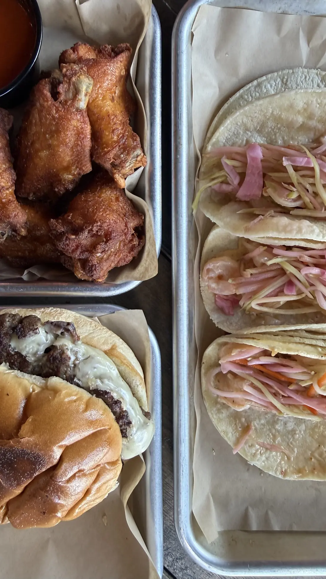 Burger and tacos at Pee-Pa's Garage