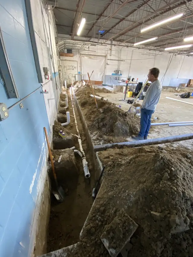 Breaking ground inside the building