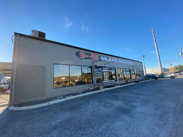 The building exterior on a clear day