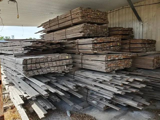 Stacks of lumber in the warehouse