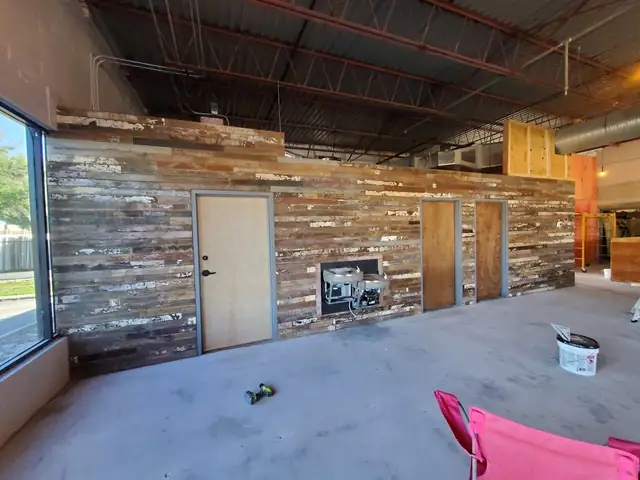 The wood wall taking shape
