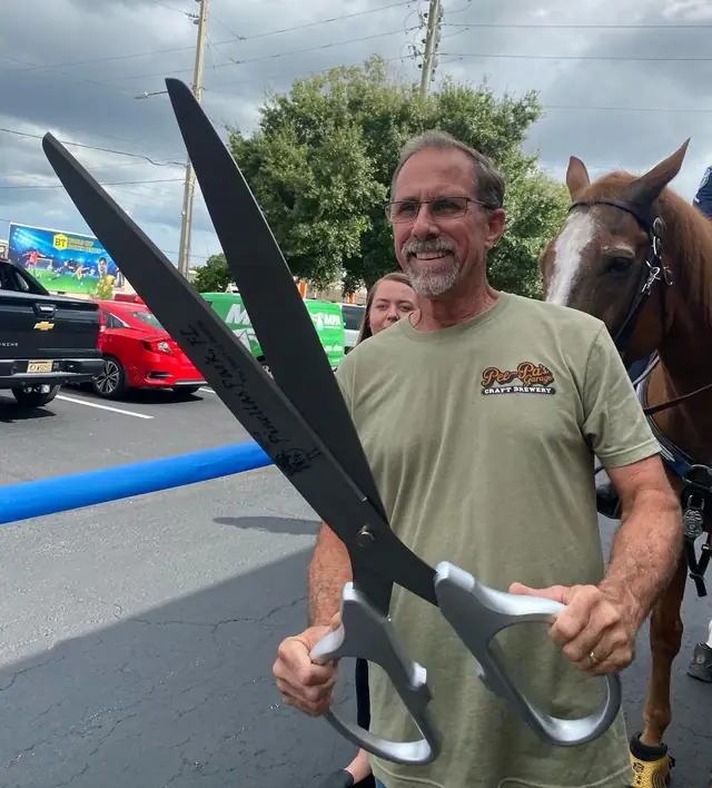 Giant scissors at the grand opening
